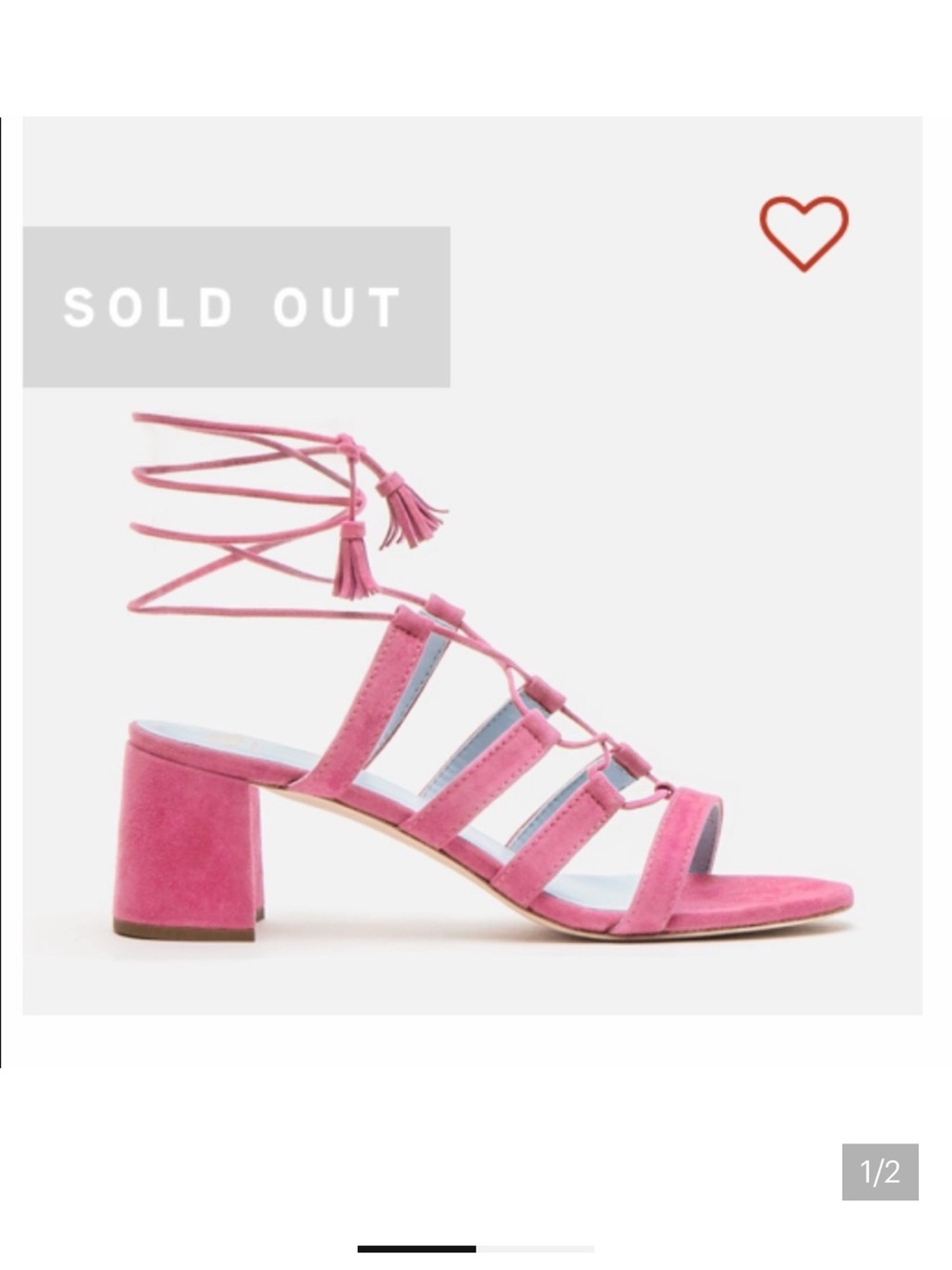 Frances Valentine Hot Pink Suede Lace-Up Block Heel Sandals